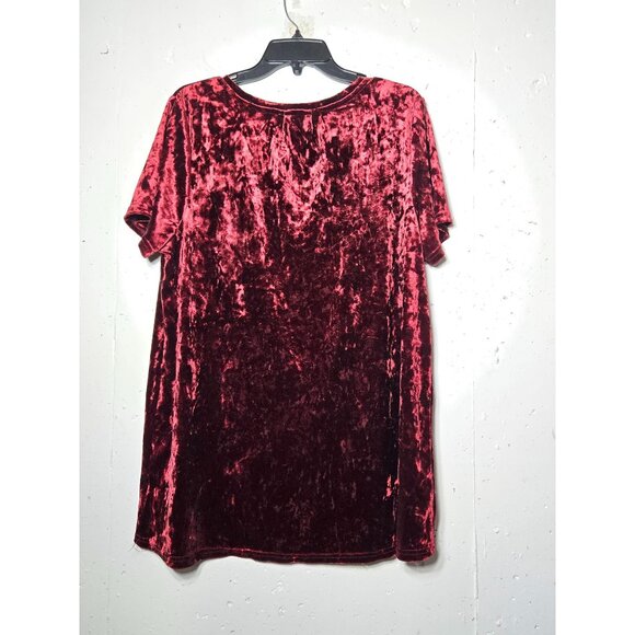 Spring + Mercer Womens Red Velvet Legging Tee V-Neck Top Size XL Stretch Casual - Picture 2 of 9